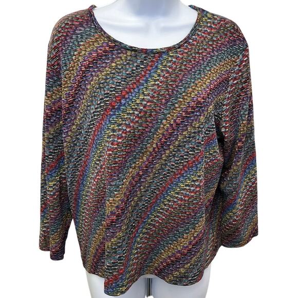 Koret City Blues Sweaters - VTG Koret City Blues Womens XL 3/4 Sleeve Sweater Shirt Colorful Rainbow
